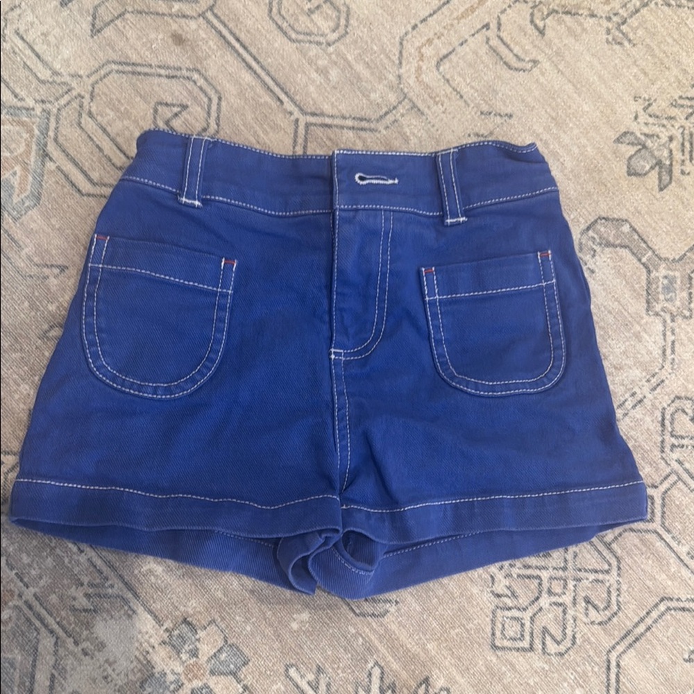 Mini Boden Patch Pocket Blue Shorts - 6y